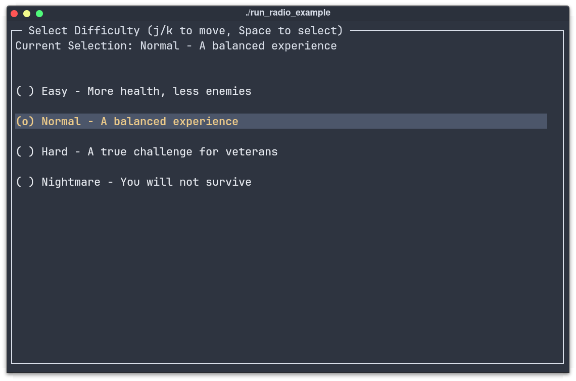 Radio Button Example